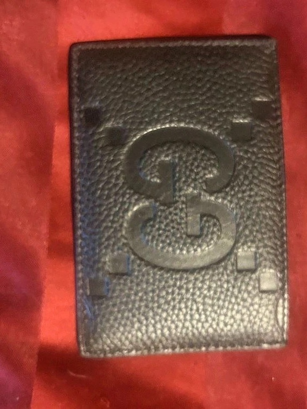 Gucci Jumbo GG Grained Leather Card Case Black